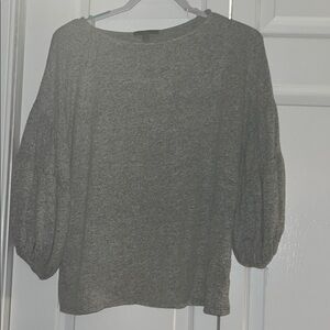 Gray Puff Sleeve Boxy Blouse